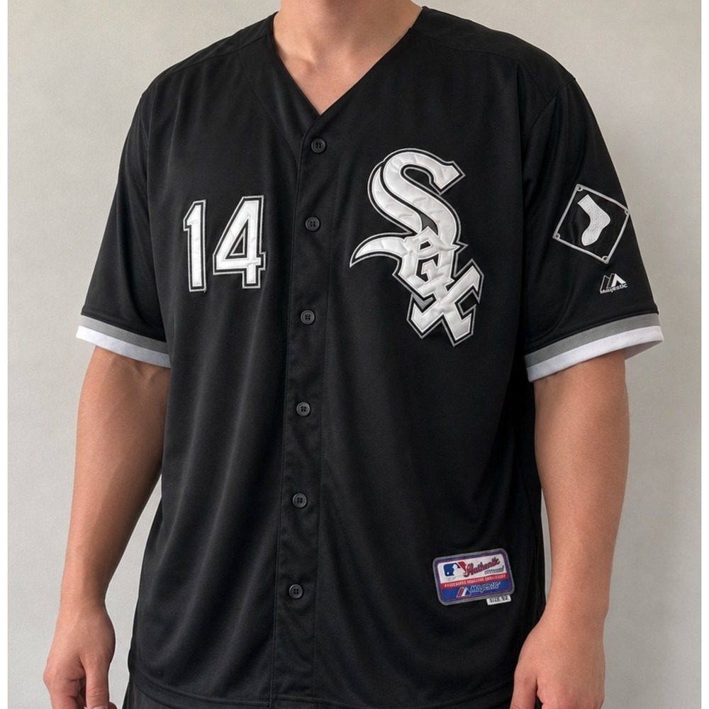 Majestic Authentic Paul Konerko #14 White Sox Cool Base Jersey Mens XL/52 Black